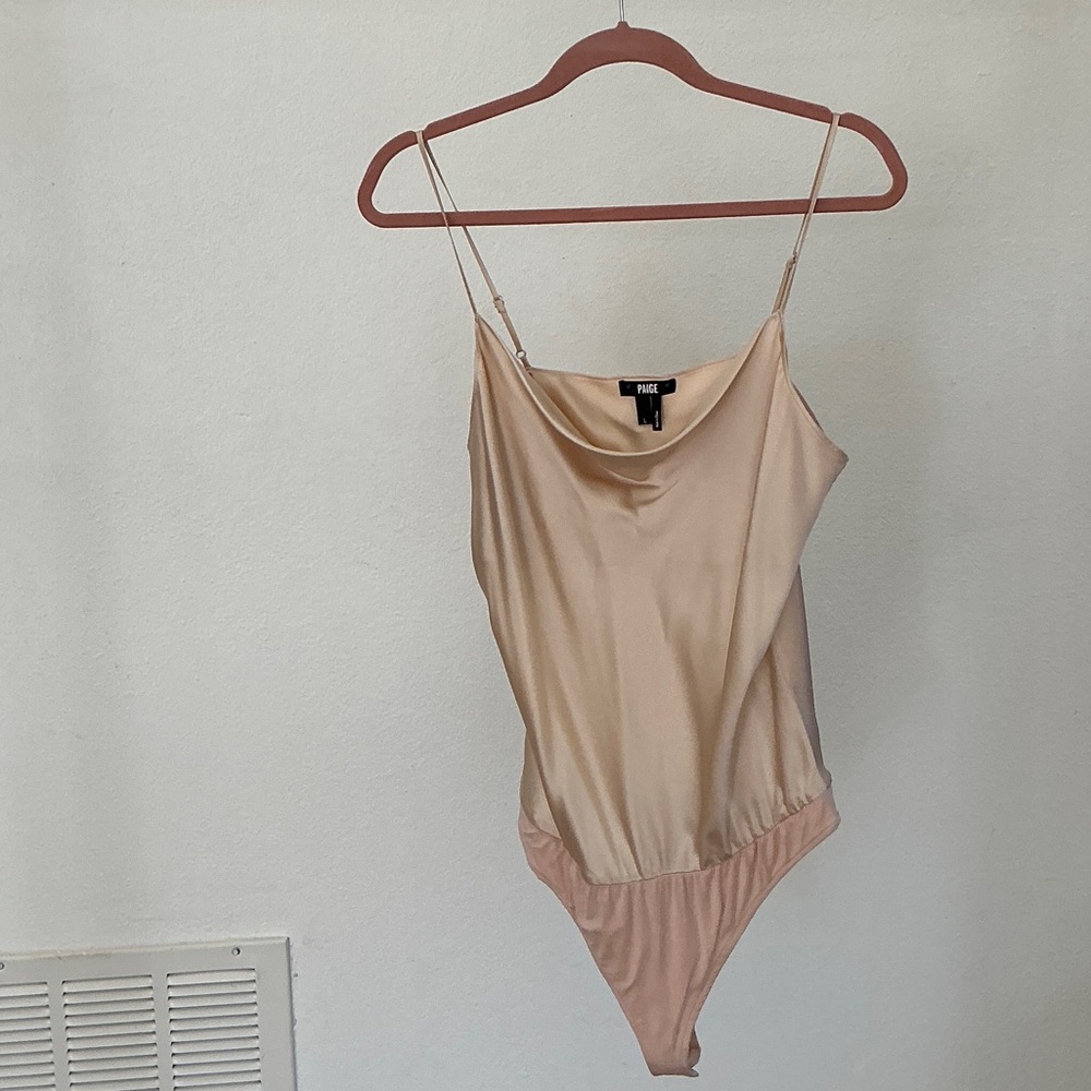 PAIGE Satin Nude Bodysuit